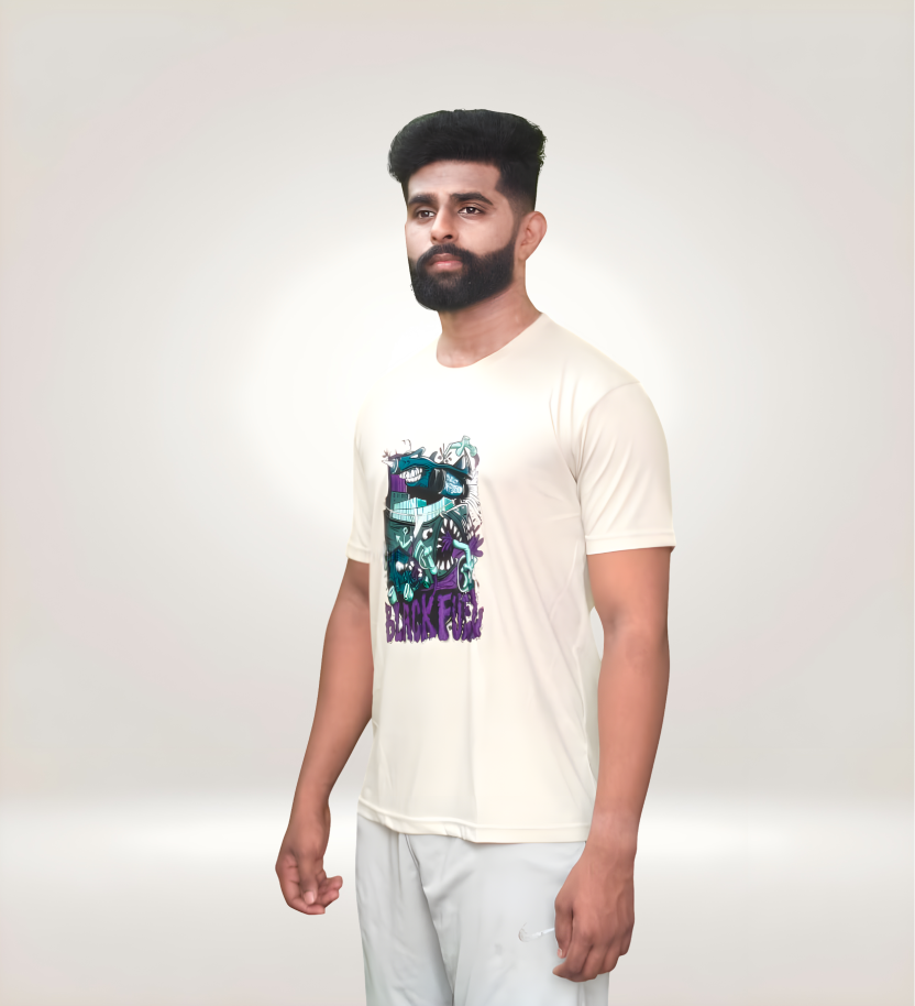 Black Fuel Graphic T-Shirt | White Regular Streetwear Tee