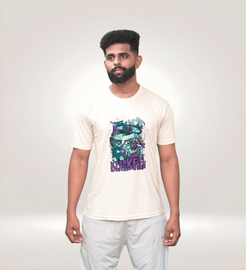 Black Fuel Graphic T-Shirt | White Regular Streetwear Tee