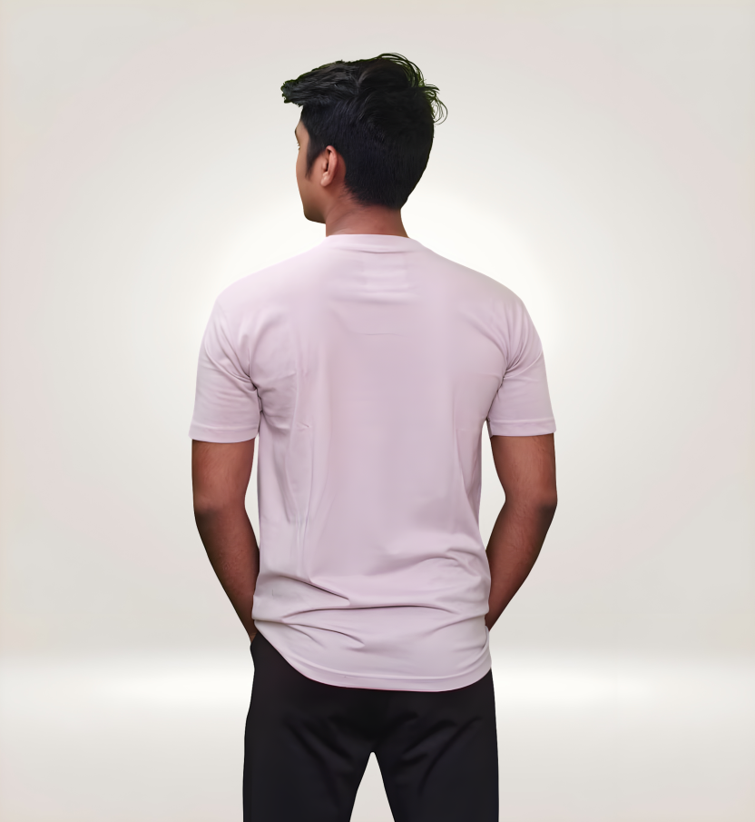Back view of Dynamic Anime Punch Graphic Regular T-Shirt in Pink Premium Cotton