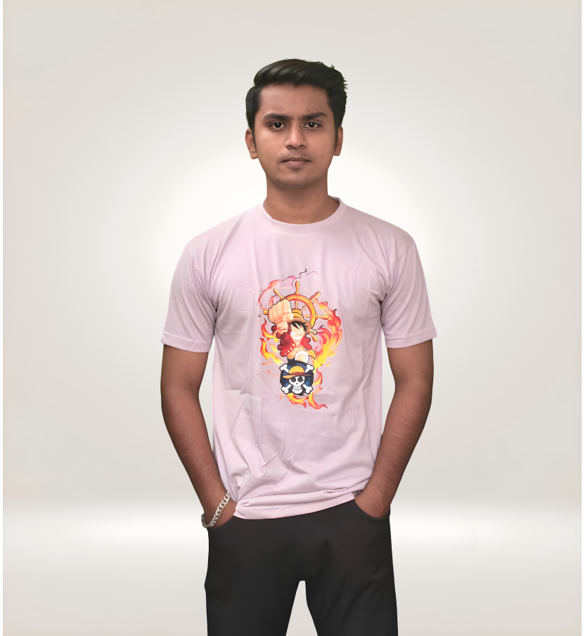 Straw Hat Pirate Anime T-Shirt | Pink Regular Fit Streetwear Tee