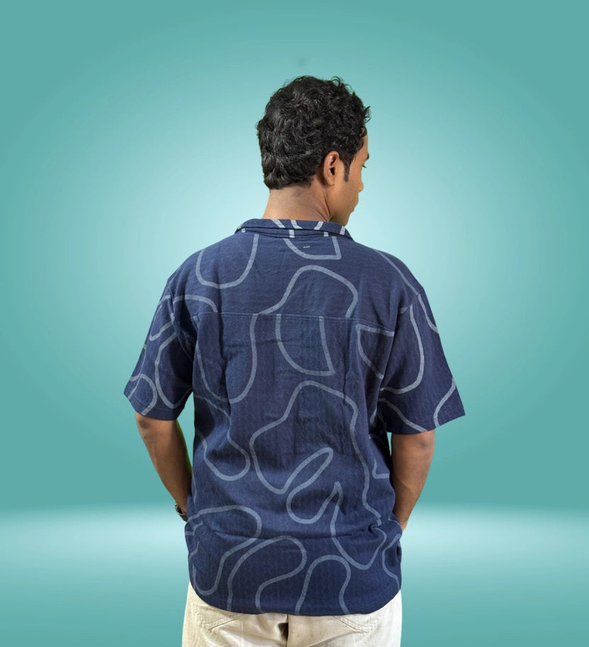 Navy Abstract Pattern Relaxed Fit Shirt