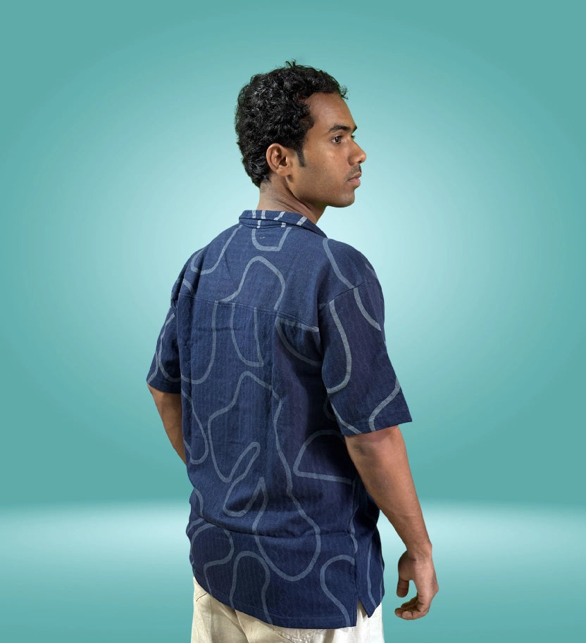 Navy Abstract Pattern Relaxed Fit Shirt