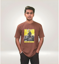 Front View of Stylish Brown Street Rider Graphic Regular T-Shirt in Premium Cotton