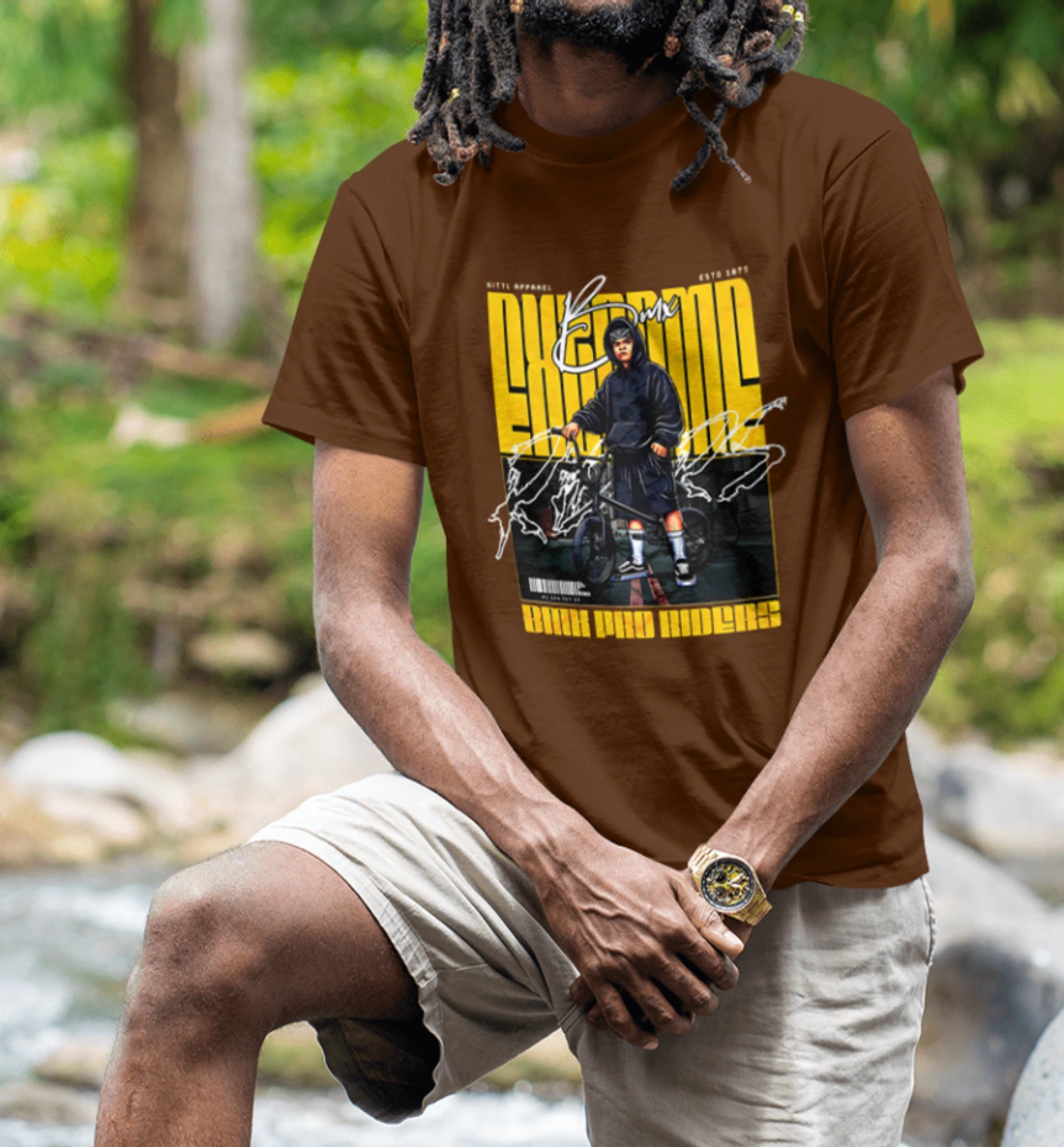 AAMS Rider Brown Graphic T-Shirt | BMX Streetwear Sports Tee