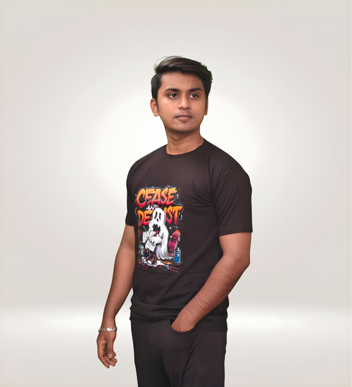 Unique Cease Dentist Black Regular T-Shirt with Ghost Dentist Graphic for Streetwear