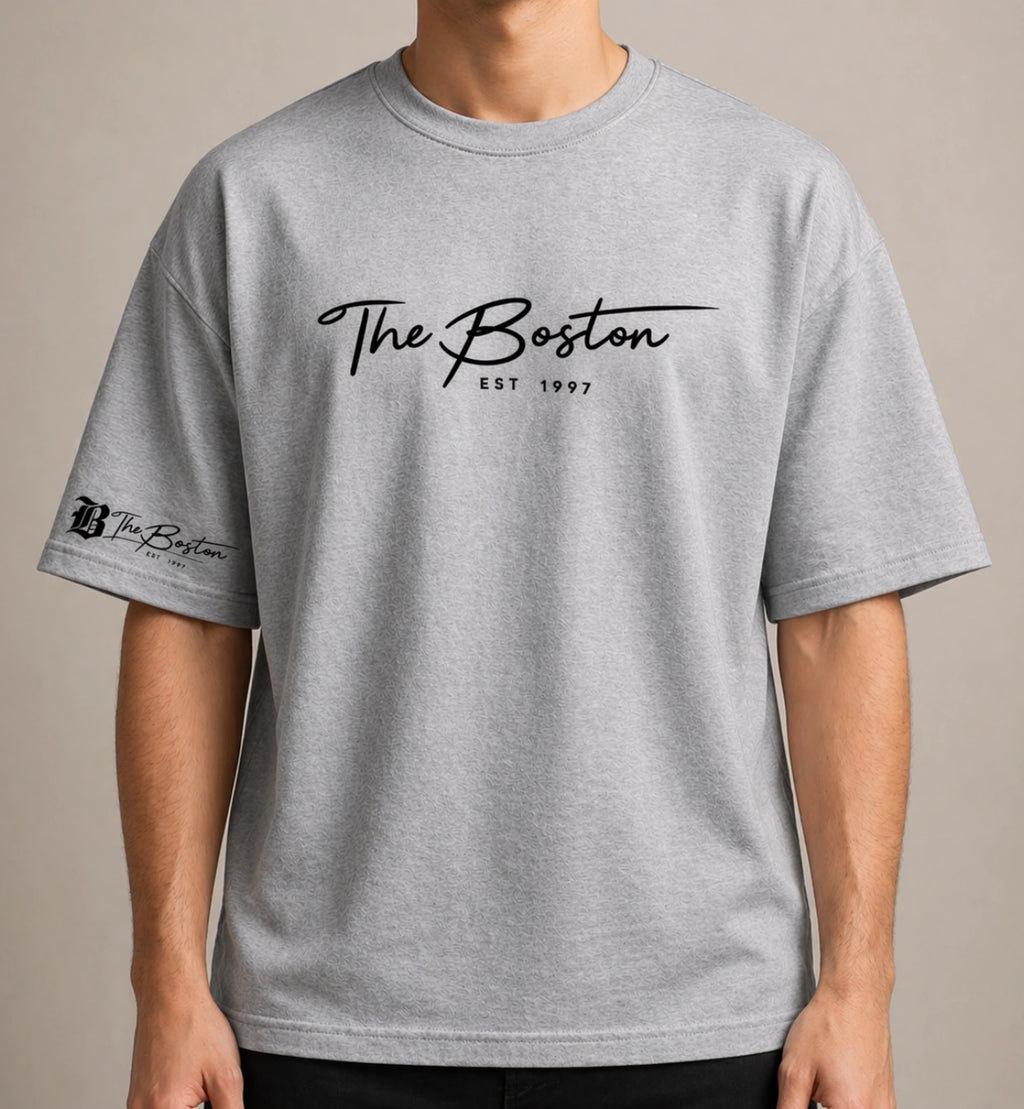 the boston est 1997 grey oversized t shirt men