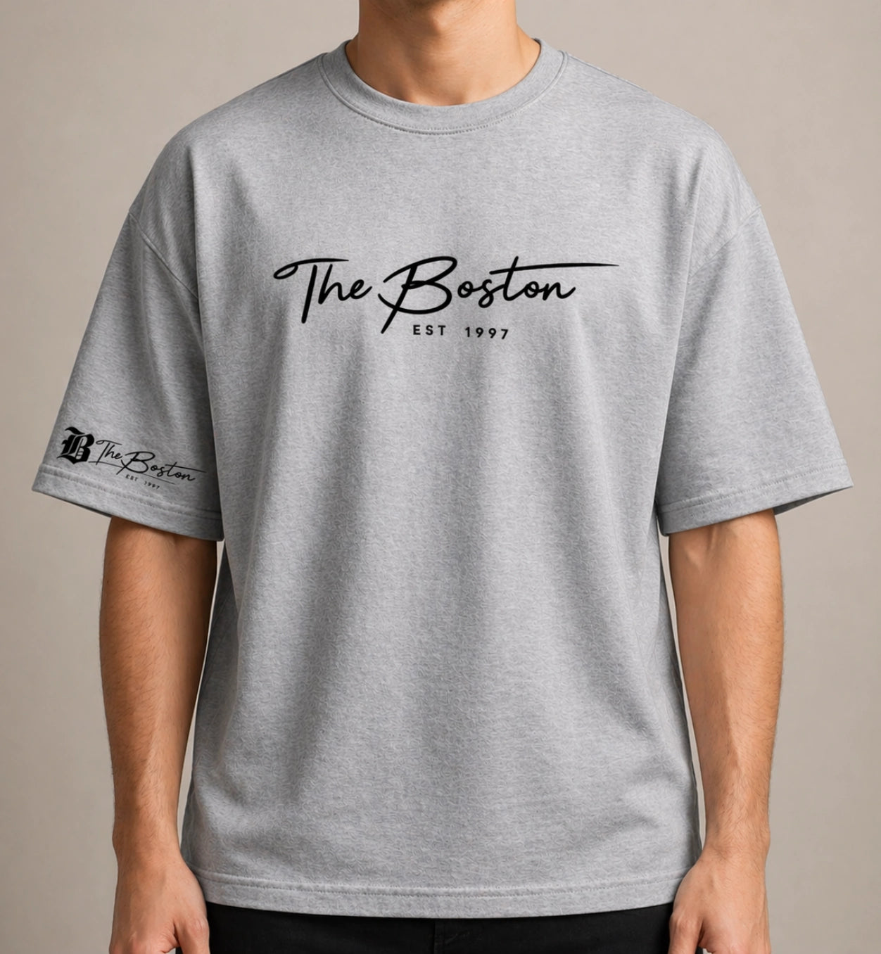 the boston est 1997 grey oversized t shirt men