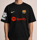 Messi Barcelona oversized black t-shirt front with football club inspired design and streetwear fit
